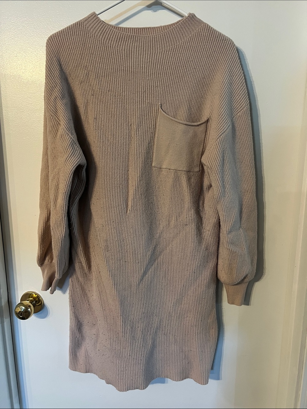 Women’s Ribbed Pocket Sweater Dress - dusty rose